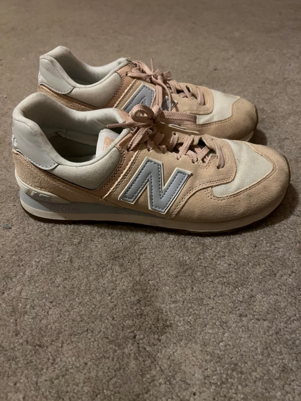 New Balance Light Pink and Light Blue 574 Low-Top Sneakers